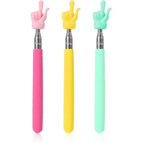 3pcs Telescopic Teachers Pointers, Extendable Pointing Stick Retractable Pointer Whiteboard Pointer for Teacher Classroom Aids (Pink, Green, Yellow)