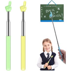 Retractable Teacher Pointer for Classroom Kids Reading, Dumero Extendable Finger Pointer Stick, School Collapsible Telescoping Long Hand Pointing Stick, Classroom Must Have Supplies Essentials, 2 Pack