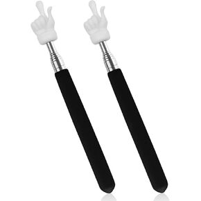 2Pcs Telescopic Teachers Pointer, Extendable Hand Pointer Finger Pointer Stick, Mini Retractable Classroom Pointer for Elementary School Kindergarten Teacher, Classroom Supplies (Black)