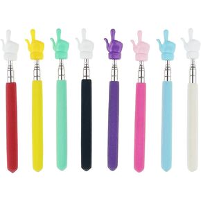 8 Pieces Telescopic Teacher Pointer Finger Pointer Stick for Teachers Coach Presenter, Extends to 21.7 Inches (8 Colors)