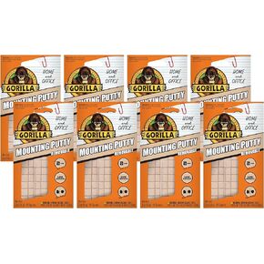 Gorilla Mounting Putty, Non-Toxic Hanging Adhesive, Removeable & Repositionable, 84 Pre-Cut Squares, 8pk - 2oz/56g, Natural Tan Color, (Pack of 8) in Kuwait