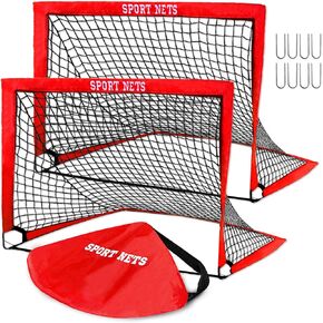 Pop Up Soccer Goals for Kids (2 Goal Set) with Carry Bag, Easy Set Up and Take Down, Quick Assembly, Lightweight and Foldable Design for Instant Game Time Fun