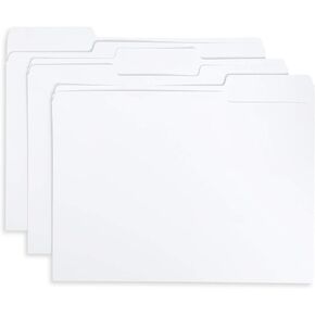Blue Summit Supplies 100 White File Folders, 1/3 Cut Tab with Assorted Positions, Letter Size, Great for Organizing and Easy File Storage, 100 Pack