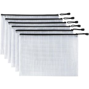 6 Pack Mesh Zipper Pouch Document Bag Waterproof Zip File Folders for School Office Supplies Travel Storage Bags (Colorful)