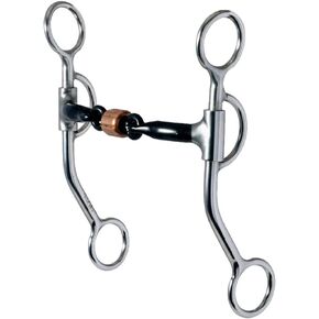 Reinsman 776 All Around Curb Bit for Horse - 3-Piece Sweet Iron Snaffle with Copper Roller - Stage C, 7" Cheeks, 5" Mouth7/16" 3-Piece Snaffle w Roller