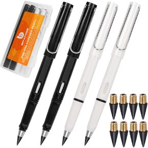 Infinity Forever Pencil Christmas Gifts - 0.7mm Infinite Everlasting Metal Inkless Pencils Set with Eraser, No Need Sharpened, Replace Mechanical Pen for Sketch, Drawing and Writing（With Pen Case）