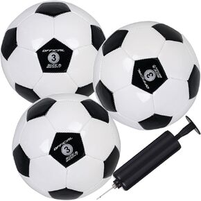 YANYODO Kids Soccer Ball Sizes 3 Practice Traditional Soccer Balls Classic for Youth Perfect for Outdoor Indoor Match or Game Black-White 3Pcs with 1 Plastics Pump