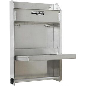Extreme Max 5001.6119 Junior Wall-Mount Aluminum Work Station Storage Cabinet Flip-Out Work Tray with Paper Towel Rack Organizer for Enclosed Race Trailer Shop Garage Storage - Black