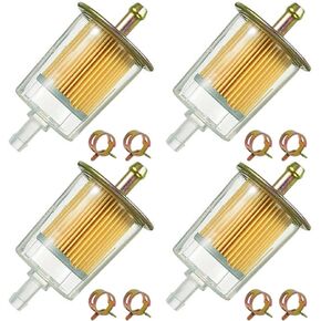 HayEastdor 4PCS 5/16" Universal Fuel Filters with 8PCS 14mm Hose Clamps Gas Inline Fuel Filter Replacement for Motorcycles, Cars, Trucks HE007