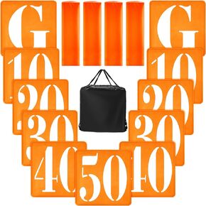 16 Pcs Football Yard Markers Set Include 11 Football Field Yard Line Markers High Visibility 4 Weighted Football End Zone Pylons with Carrying Bag for Football Training Sporting Equipments, Orange