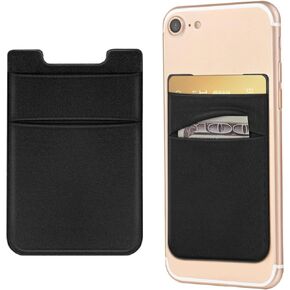 2 Pack Stick On Wallet Sleeve Cell Phone Pocket Card Holder Pocket Pouch for iPhone Android Smartphone (2 Pack BLACK)