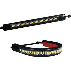 Motorcycle LED Daytime Running Light with Fork Turn Signals Blinkers Strip, 5'' Flexible Switchback White & Sequential Amber Light Adjustable Strip Bars Universal For Harley Honda Yamaha(2X 39 -70mm)