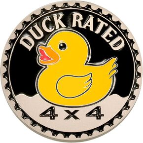 Duck Rated Car Emblem 4 x 4 Metal Automotive Badge 3D Metal Car Badges Emblems Round Emblem Decals Car Badge Decals Stickers Compatible with Vehicles Trucks SUV RV Decorations (Yellow)