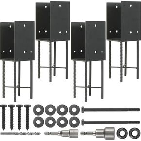 Heavy Duty Stainless Steels U-Shape 4"x4"(Actual 3.5"x3.5") Wet Concrete Fence Post Holder, Psot Base, for Fence, Deck Railing, Pergola Wood Post Bracket Anchor (1pack-Dark Grey)