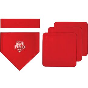 Franklin Sports Field Day Baseball Base Set - Throw Down Rubber Bases for Baseball + Softball with Home Plate - Portable Backyard Baseball, Softball, Kickball Bases - Easy Set Up Rubber Base Set Red