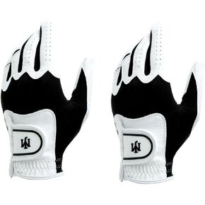 Golf Glove for Men, Golf Premium Synthetic Leather Glove, Black Blue Golf Glove, Worn on Left Hand, Pack of 2