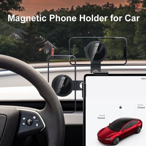 immoenuc Car Central Control Screen Hanging Bracket Suitable for Tesla Model S/3/X/Y Magnetic Adsorption Phone Holder New Energy Vehicles Phone Mount Compatible with iPhone、Samsung and Other Phones in Saudi Arabia