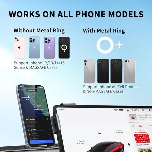 immoenuc Car Central Control Screen Hanging Bracket Suitable for Tesla Model S/3/X/Y Magnetic Adsorption Phone Holder New Energy Vehicles Phone Mount Compatible with iPhone、Samsung and Other Phones in Saudi Arabia