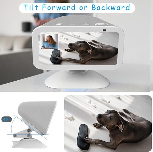 حامل ارتفاع قابل للتعديل لجهاز Echo Show 5 (الثالث)، حامل إمالة + دوار مع مغناطيس قوي، يدور من جانب إلى آخر، متوافق مع الهواتف المحمولة وShow 5 (3/2/1 Gen) (أبيض) in Kuwait