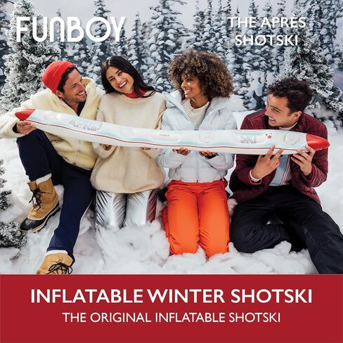 FUNBOY Plastic Inflatable Shot Board Ski, 4 Shot Capacity 6-feet Long, 4 Shot Cups Included, Apres Design, 2 Piece Set in Saudi Arabia