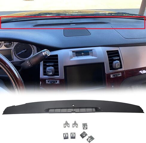 ECOTRIC Molded Front Dash Compatible with 2007-2013 Cadillac Escalade, Avalanche/Silverado/Suburban/Tahoe, GMC Sierra/Yukon Replace for 23224733 Defrost Vent Grille Cover Black in Saudi Arabia
