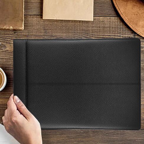 مجلد فحص تنفيذي، مظهر وملمس جلد مبطن باللون الأسود، 7 حلقات مع حافظة دفتر شيكات بسحاب، لأوراق مقاس 9 × 13 بوصة، سعة 200 ورقة 3 لكل صفحة لـ 600 شيك in Kuwait