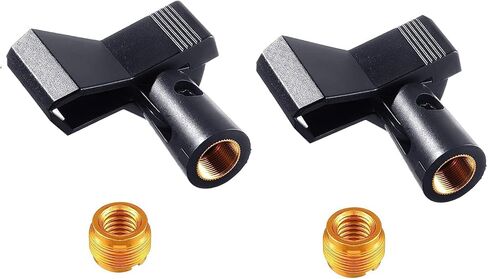 2 حزمة مشبك ميكروفون عالمي، حامل مشبك ميكروفون قابل للتعديل مع محول برغي أنثى 5/8 بوصة ذكر إلى 3/8 بوصة مناسب للميكروفونات السلكية المحمولة اللاسلكية القطر الخارجي 15 مم - 50 مم in Kuwait