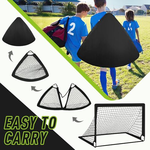 هدف كرة القدم MIAOKE للفناء الخلفي، هدفين لكرة القدم بطول 4 × 3 أقدام معدات تدريب محمولة على مرمى كرة القدم مع كرة قدم، 10 مخاريط كرة قدم، حقيبة حمل، ممارسة شبكة كرة القدم لألعاب الشباب، الرياضة in Kuwait
