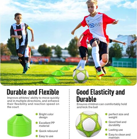 هدف كرة القدم MIAOKE للفناء الخلفي، هدفين لكرة القدم بطول 4 × 3 أقدام معدات تدريب محمولة على مرمى كرة القدم مع كرة قدم، 10 مخاريط كرة قدم، حقيبة حمل، ممارسة شبكة كرة القدم لألعاب الشباب، الرياضة in Kuwait