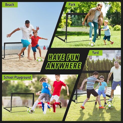 هدف كرة القدم MIAOKE للفناء الخلفي، هدفين لكرة القدم بطول 4 × 3 أقدام معدات تدريب محمولة على مرمى كرة القدم مع كرة قدم، 10 مخاريط كرة قدم، حقيبة حمل، ممارسة شبكة كرة القدم لألعاب الشباب، الرياضة in Kuwait