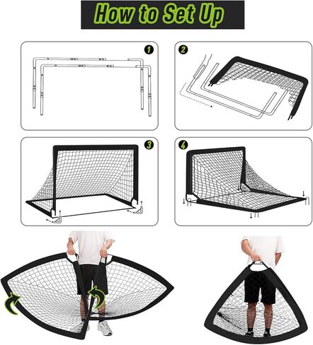 هدف كرة القدم MIAOKE للفناء الخلفي، هدفين لكرة القدم بطول 4 × 3 أقدام معدات تدريب محمولة على مرمى كرة القدم مع كرة قدم، 10 مخاريط كرة قدم، حقيبة حمل، ممارسة شبكة كرة القدم لألعاب الشباب، الرياضة in Kuwait