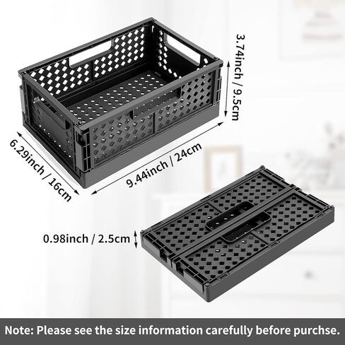 senbowe 4 حزمة سلة تخزين بلاستيكية قابلة للطي لتنظيم الرف، التراص حاوية قفص تخزين قابلة للطي للمكتب، المنزل، المطبخ، غرفة النوم، الفصول الدراسية، المكتب، الحمام (9.4 × 6.2 × 3.7 بوصة) in Kuwait