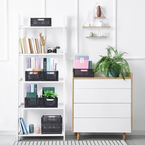 senbowe 4 حزمة سلة تخزين بلاستيكية قابلة للطي لتنظيم الرف، التراص حاوية قفص تخزين قابلة للطي للمكتب، المنزل، المطبخ، غرفة النوم، الفصول الدراسية، المكتب، الحمام (9.4 × 6.2 × 3.7 بوصة) in Kuwait