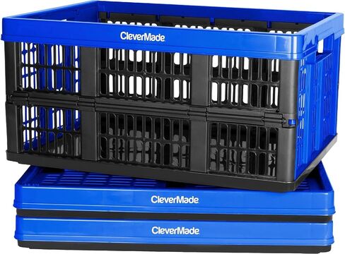 CleverMade Collapsible Utility Crate, Royal Blue, 3PK - 45L (11 Gal) Collapsible Storage Bins & Collapsible Storage Bin, Royal Blue, 3PK - 62L (16 Gal) Stackable Storage Containers in Saudi Arabia