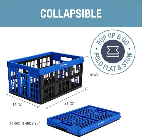 CleverMade Collapsible Utility Crate, Royal Blue, 3PK - 45L (11 Gal) Collapsible Storage Bins & Collapsible Storage Bin, Royal Blue, 3PK - 62L (16 Gal) Stackable Storage Containers in Saudi Arabia