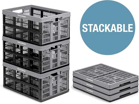 CleverMade Collapsible Utility Crate, Royal Blue, 3PK - 45L (11 Gal) Collapsible Storage Bins & Collapsible Storage Bin, Royal Blue, 3PK - 62L (16 Gal) Stackable Storage Containers in Saudi Arabia