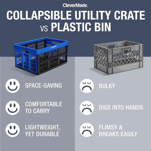 CleverMade Collapsible Utility Crate, Royal Blue, 3PK - 45L (11 Gal) Collapsible Storage Bins & Collapsible Storage Bin, Royal Blue, 3PK - 62L (16 Gal) Stackable Storage Containers in Saudi Arabia