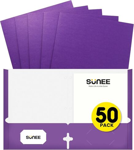 SUNEE Folders with Pockets 3 Hole Punched(50 Pack, Assorted Colors), 2 Pocket Folders Fit Letter Size Paper, Paper File Folder for School Office Home Bussiness in Saudi Arabia