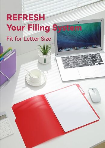 Plastic File Folders, 12 Pack, Colored Manila Folders 8.5'' x 11'', 1/3-Cut Tab with 24 Colorful Labels, Letter Size in Kuwait