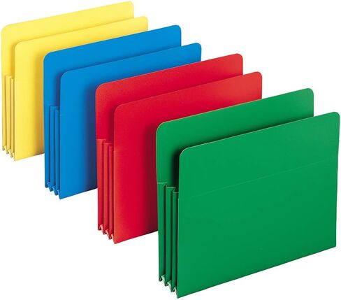 Smead Poly File Pocket, Straight-Cut Tab, 3-1/2" Expansion, Letter Size, Assorted Colors, 4 per Box (73500) in Saudi Arabia