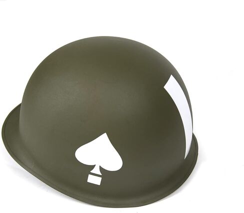 خوذة ANQIAO الحرب العالمية الثانية الأمريكية WW2 M1 مع ملصق الكابتن وحزام الذقن الصلب الشارات الثابتة قذائف مزدوجة باللون الأخضر in Saudi Arabia