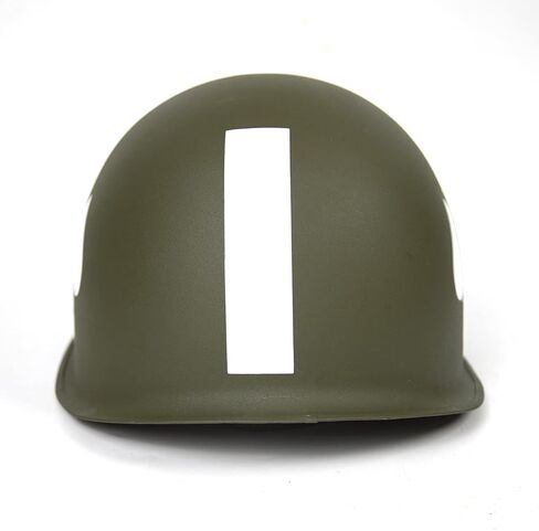 خوذة ANQIAO الحرب العالمية الثانية الأمريكية WW2 M1 مع ملصق الكابتن وحزام الذقن الصلب الشارات الثابتة قذائف مزدوجة باللون الأخضر in Saudi Arabia