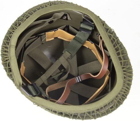 خوذة ANQIAO الحرب العالمية الثانية الأمريكية WW2 M1 مع ملصق الكابتن وحزام الذقن الصلب الشارات الثابتة قذائف مزدوجة باللون الأخضر in Kuwait