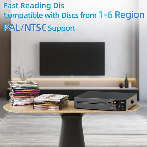مشغل DVD، مشغل DVD مدمج للتلفزيون الذكي، مشغل DVD 1080P لجميع المناطق مجانًا، مشغل CD/DVD مع مدخل USB ومخرج HDMI/RCA، مشغل أقراص مضغوطة لنظام ستيريو منزلي، مشغل DVD صغير يدعم PAL/NTSC in Saudi Arabia