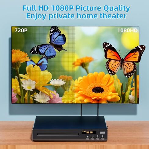 مشغل DVD، مشغل DVD مدمج للتلفزيون الذكي، مشغل DVD 1080P لجميع المناطق مجانًا، مشغل CD/DVD مع مدخل USB ومخرج HDMI/RCA، مشغل أقراص مضغوطة لنظام ستيريو منزلي، مشغل DVD صغير يدعم PAL/NTSC in Saudi Arabia