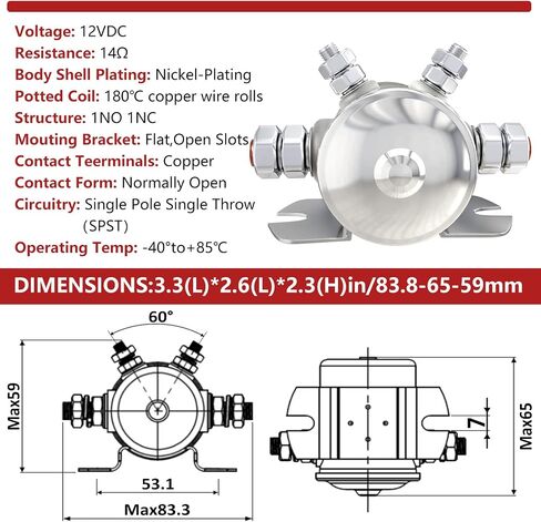 Newdeli Max 300A مرحل الملف اللولبي للخدمة المستمرة طلاء النيكل لعربات الجولف والونش والبحرية في Rush 12VDC in Kuwait