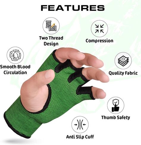 BeSAVAGE Compression Sleeves Boxing Hand Wraps Elastic Quick Wraps Fist Protection Handwraps Boxing Gloves for Women Men MMA Muay Thai Training Gear in Kuwait