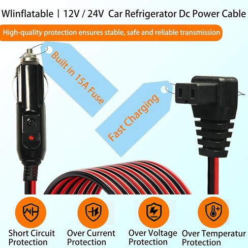 19.7FT 12V/24V Heavy Duty Cigarette Lighter Extension Cord,16AWG Male Plug to Female Socket Cigarette Lighter Cable with 15A Fuse for Car Vehicle Tire Pump Air Compressor Coffee Maker Etc in Saudi Arabia