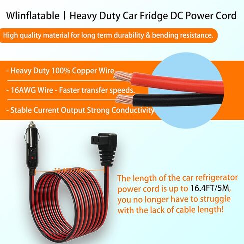 19.7FT 12V/24V Heavy Duty Cigarette Lighter Extension Cord,16AWG Male Plug to Female Socket Cigarette Lighter Cable with 15A Fuse for Car Vehicle Tire Pump Air Compressor Coffee Maker Etc in Saudi Arabia