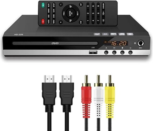 مشغل DVD عالي الدقة لمشغل الأقراص المضغوطة للتلفزيون للمنزل وكابلات HDMI وRCA وجهاز التحكم عن بعد ومدخل USB 1080 بكسل ودعم ذاكرة نقطة توقف مجانية لجميع المناطق وشاشة التلفزيون وجهاز العرض in Kuwait